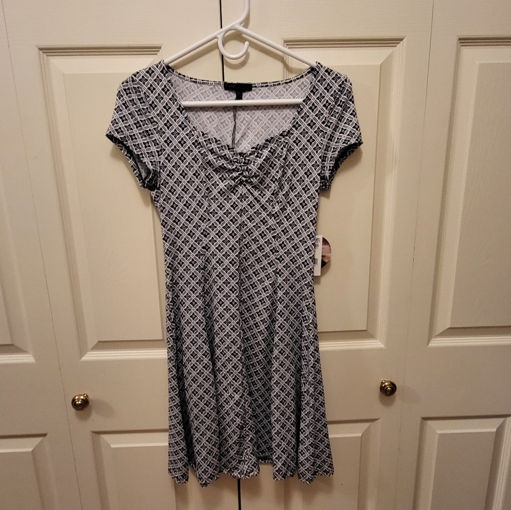 Navy and white mini dress